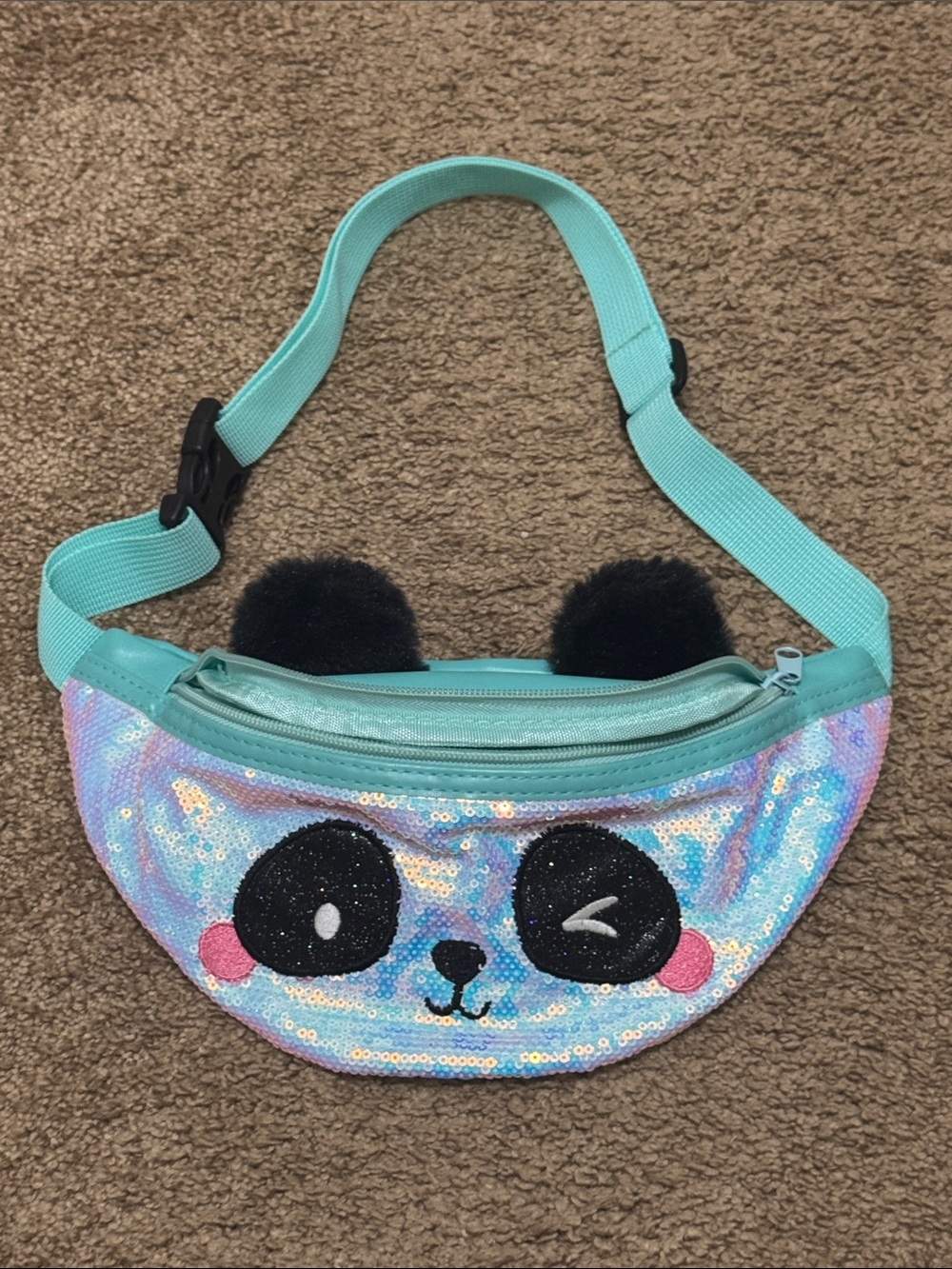 Sequin Panda Waist Bag in Teal - Kids Accessories